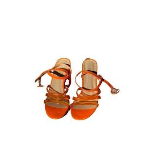 BEBO Strappy Block Heeled Clear Orange Sandal
